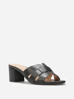 Sale La Modeuse Mules à talon et brides entrecroisées Noir