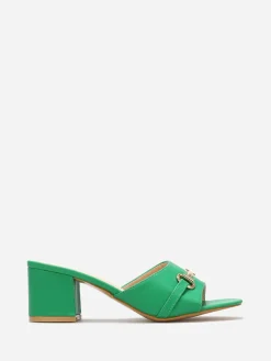 Best La Modeuse Mules à talon et détail boucle dorée Vert