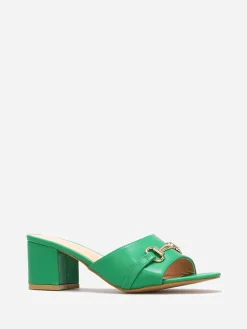 Best La Modeuse Mules à talon et détail boucle dorée Vert