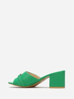 Best La Modeuse Mules à talon et détail boucle dorée Vert