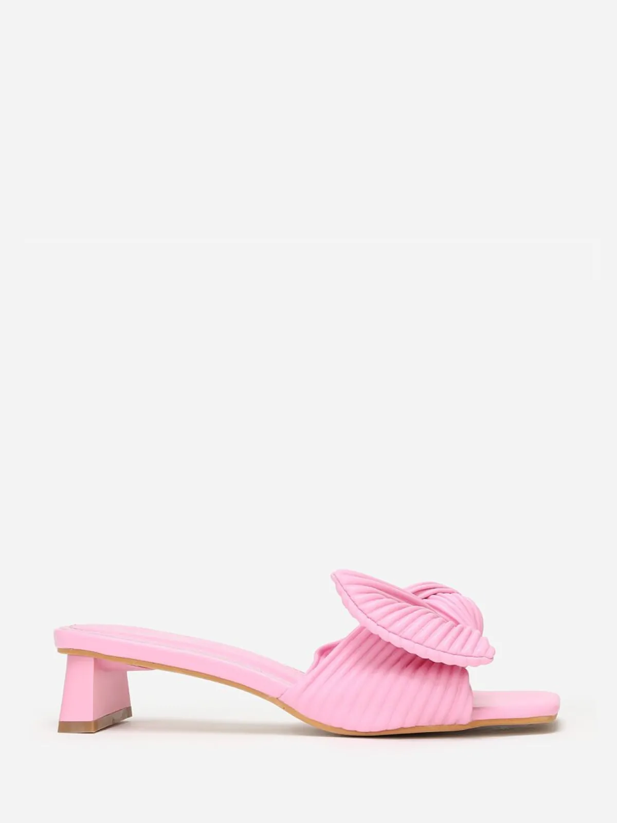 Hot La Modeuse Mules à talon et n艙ud plissé Fuchsia