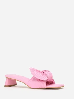 Hot La Modeuse Mules  à talon et n艙ud plissé Fuchsia