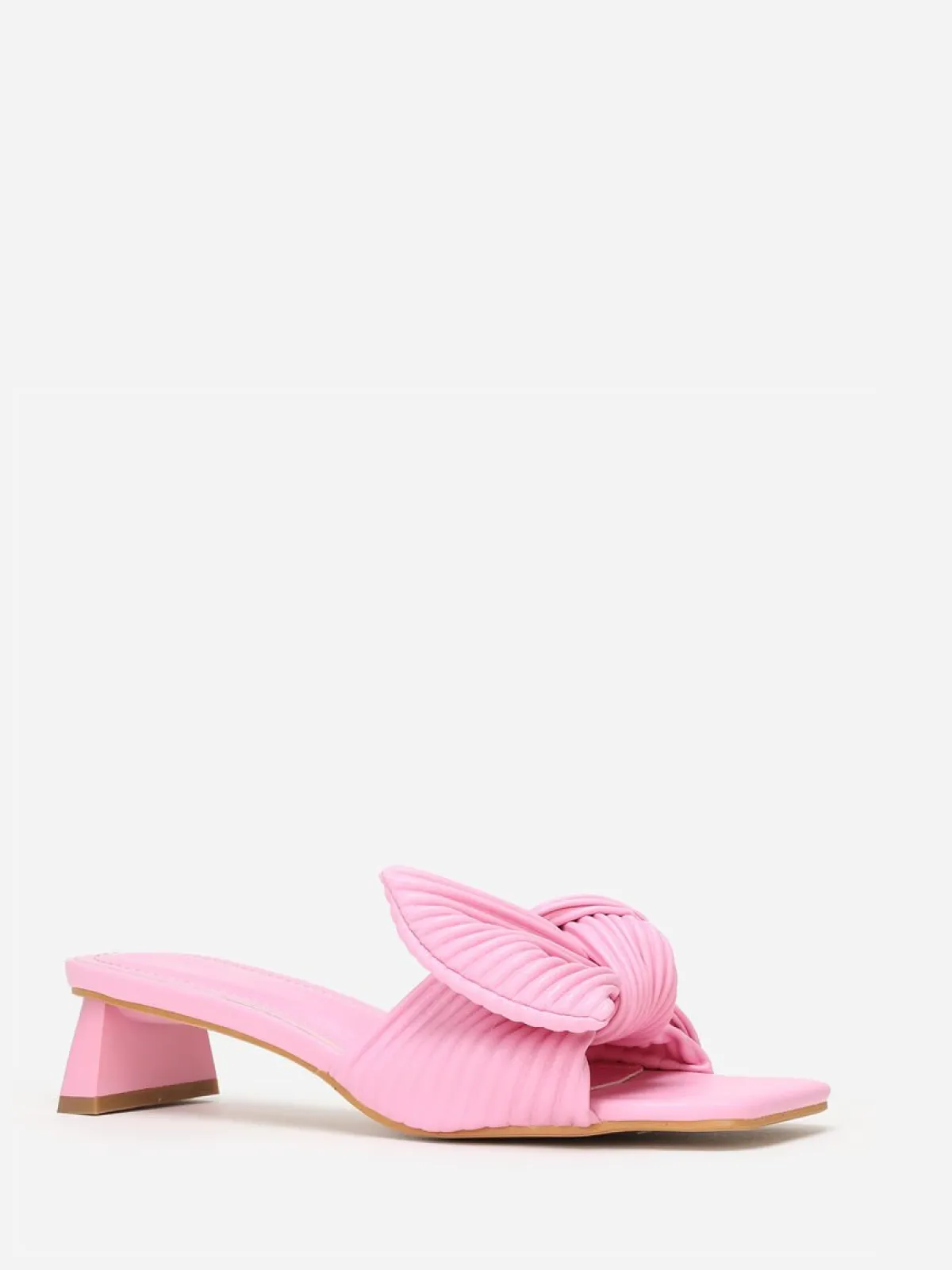Hot La Modeuse Mules à talon et n艙ud plissé Fuchsia