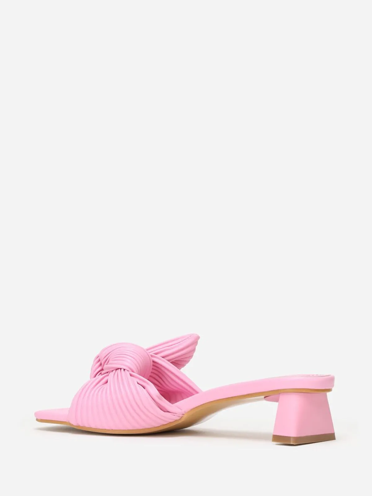 Hot La Modeuse Mules à talon et n艙ud plissé Fuchsia
