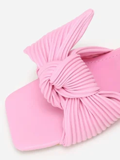 Hot La Modeuse Mules à talon et n艙ud plissé Fuchsia