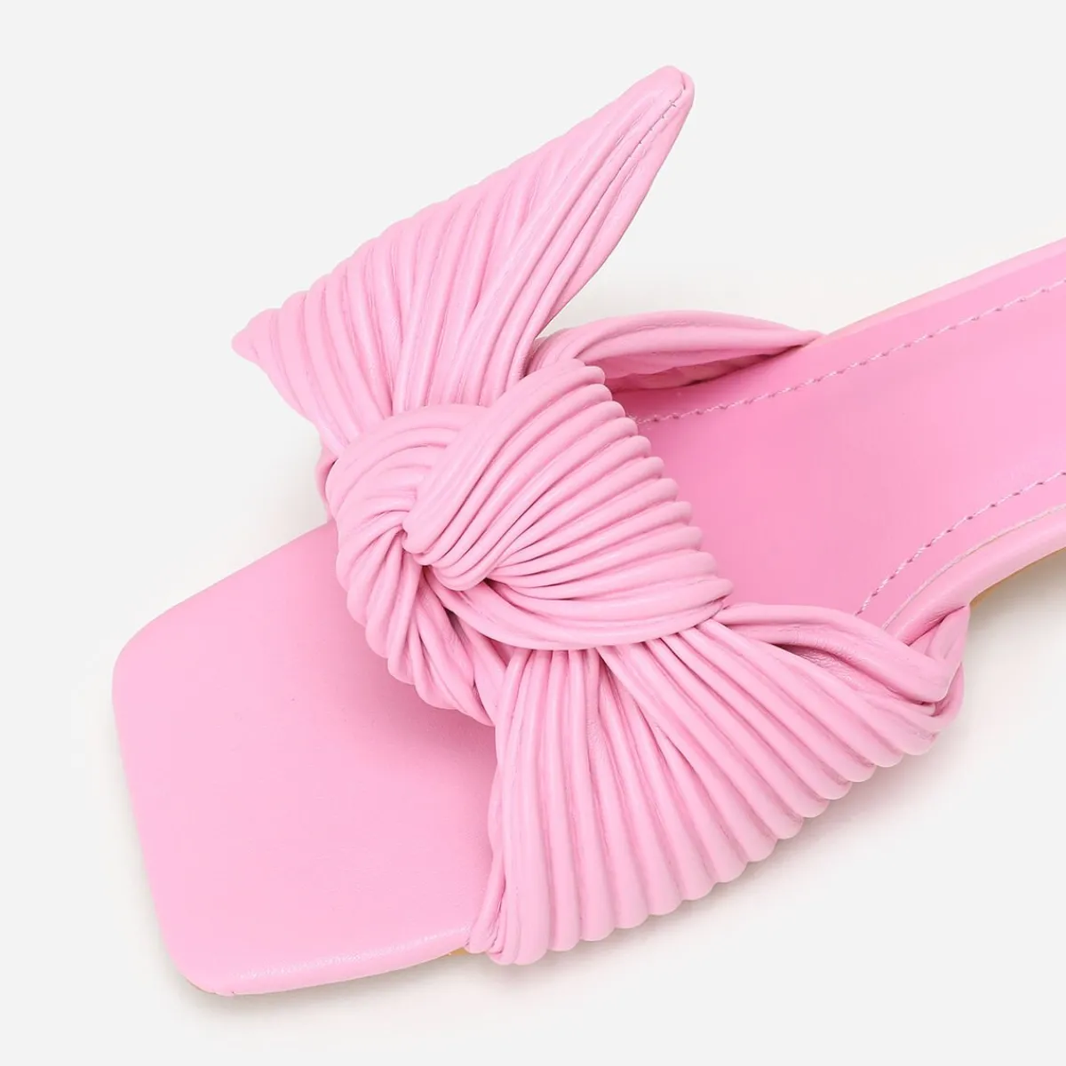 Hot La Modeuse Mules à talon et n艙ud plissé Fuchsia
