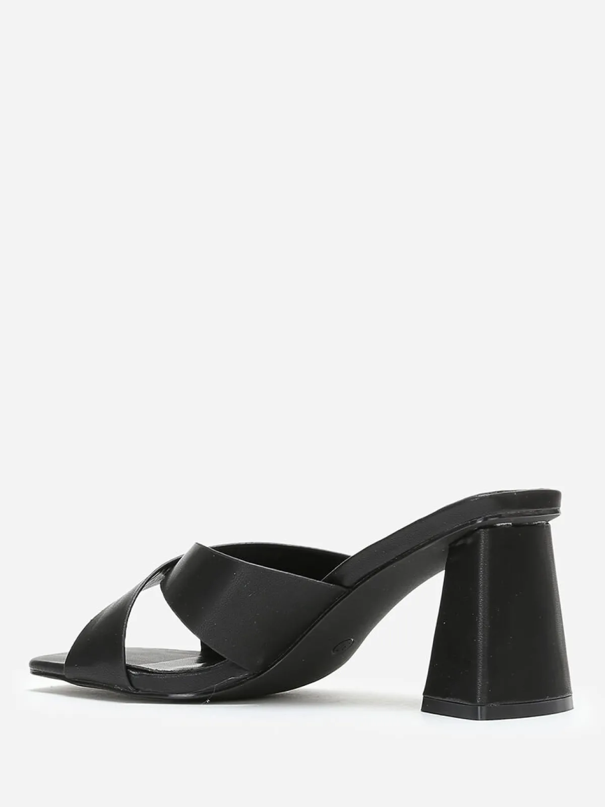 Discount La Modeuse Mules à talon trapèze et brides croisées Noir