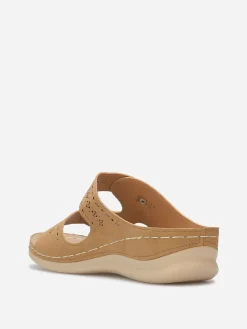 La Modeuse Mules ajourées à détails fleurs Taupe