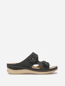 New La Modeuse Mules ajourées à détails fleurs Noir