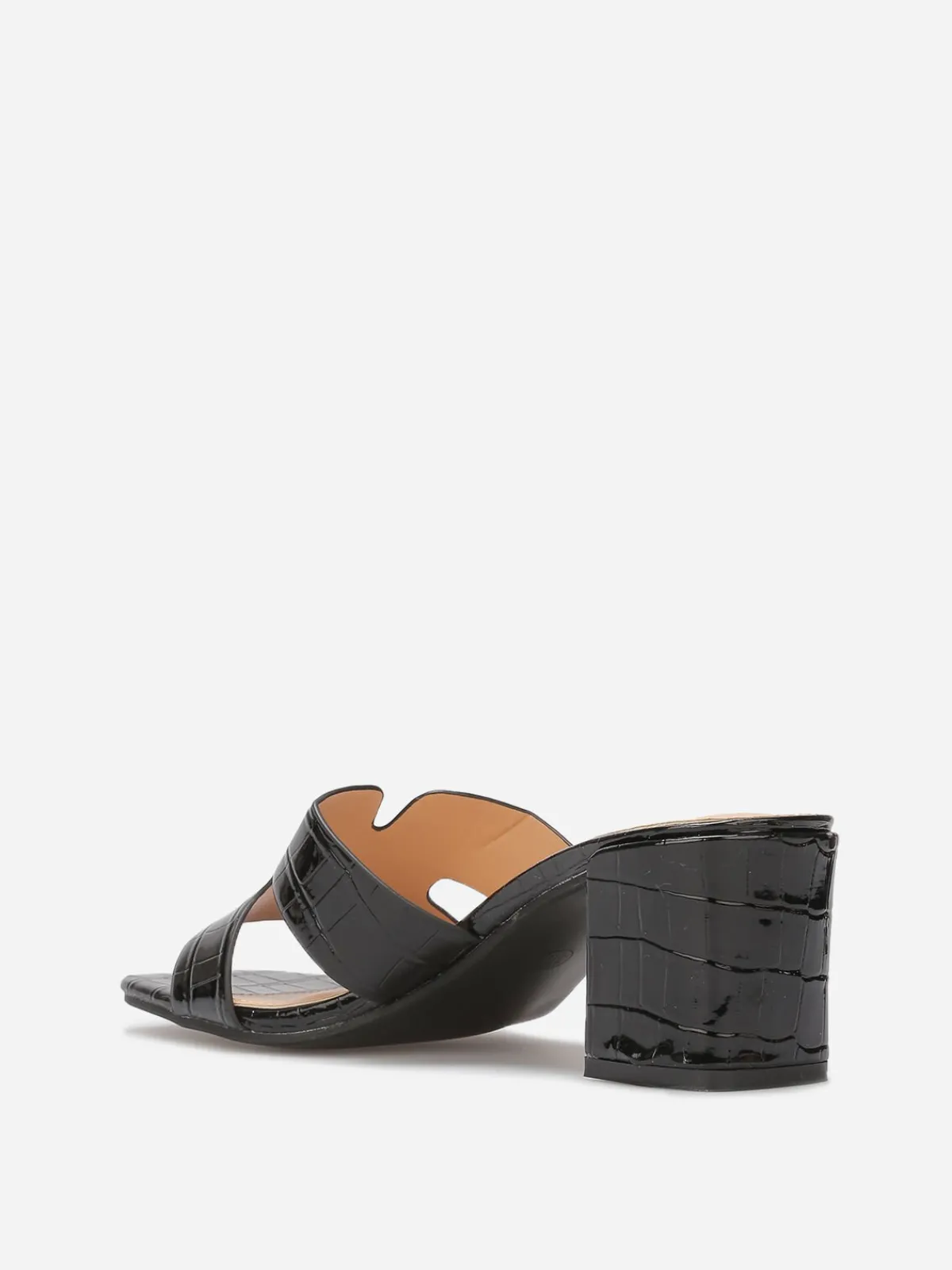 Discount La Modeuse Mules ajourées à talon carré Noir