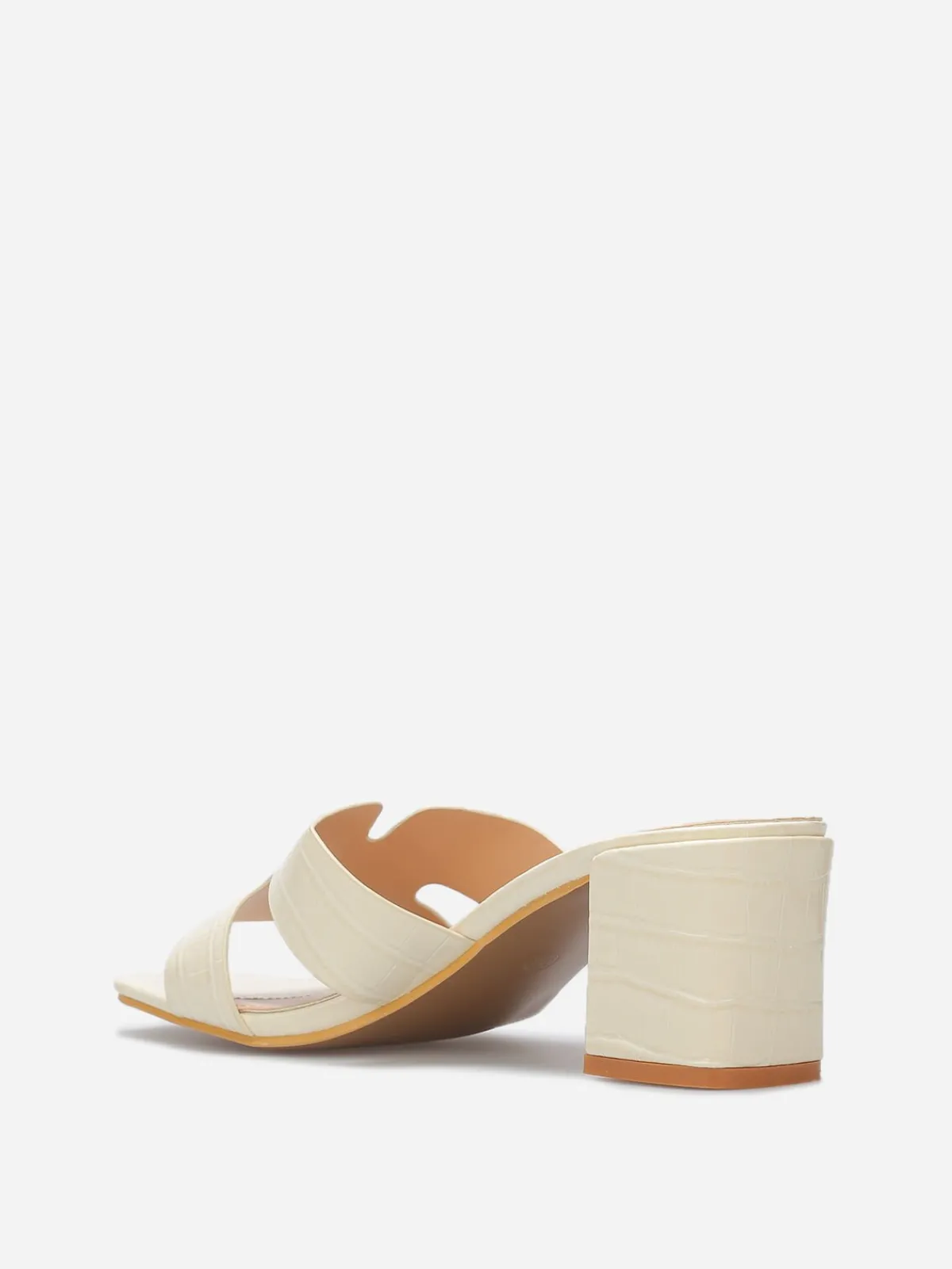 La Modeuse Mules ajourées à talon carré Beige