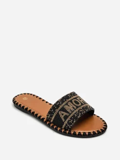 Outlet La Modeuse Mules "Amore" à perles Noir