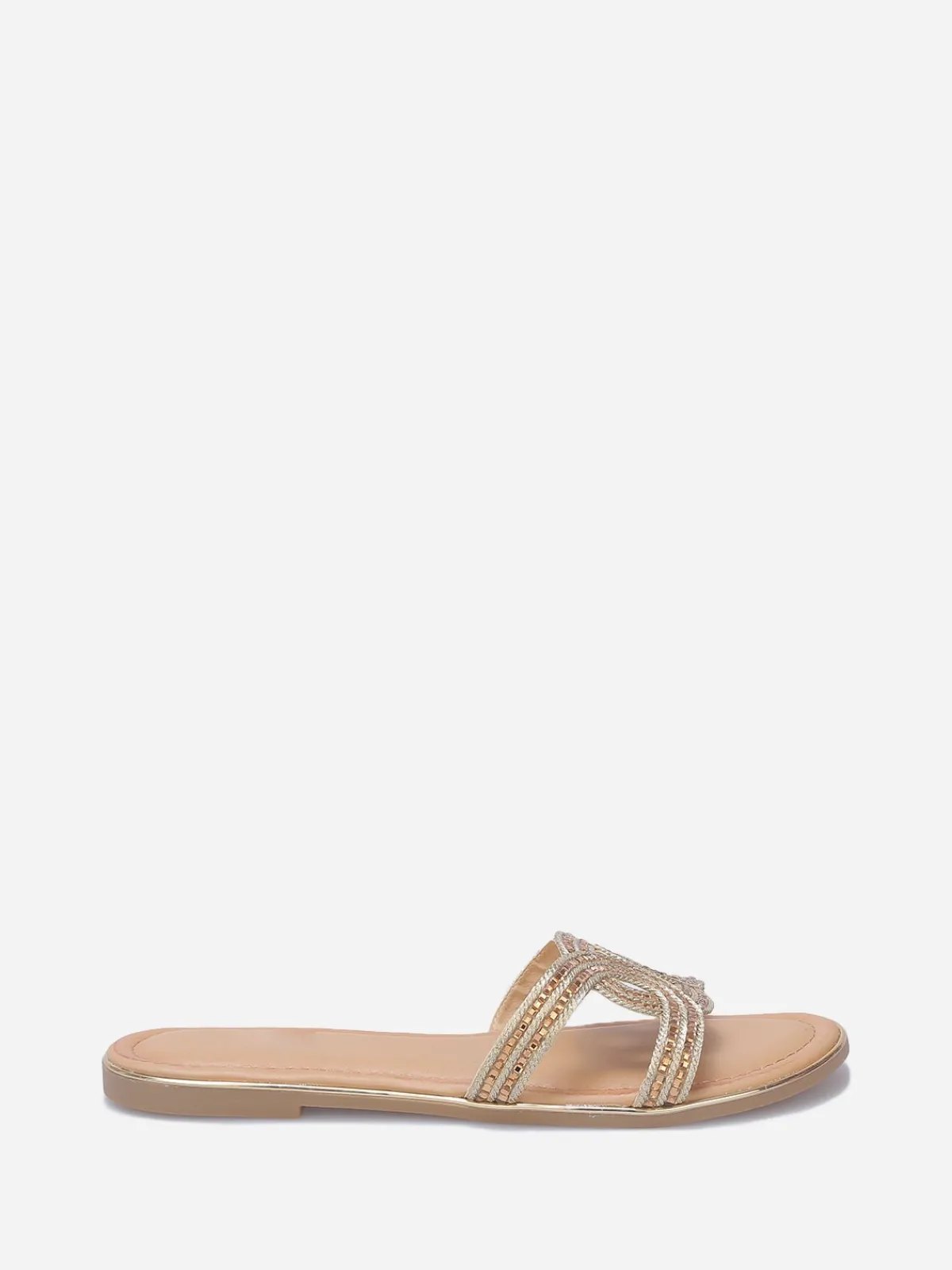 Online La Modeuse Mules avec brides entrecroisées à strass Beige