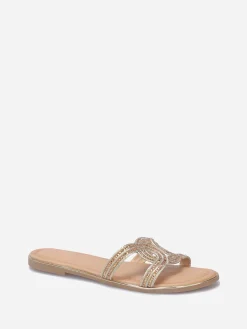 Online La Modeuse Mules avec brides entrecroisées à strass Beige