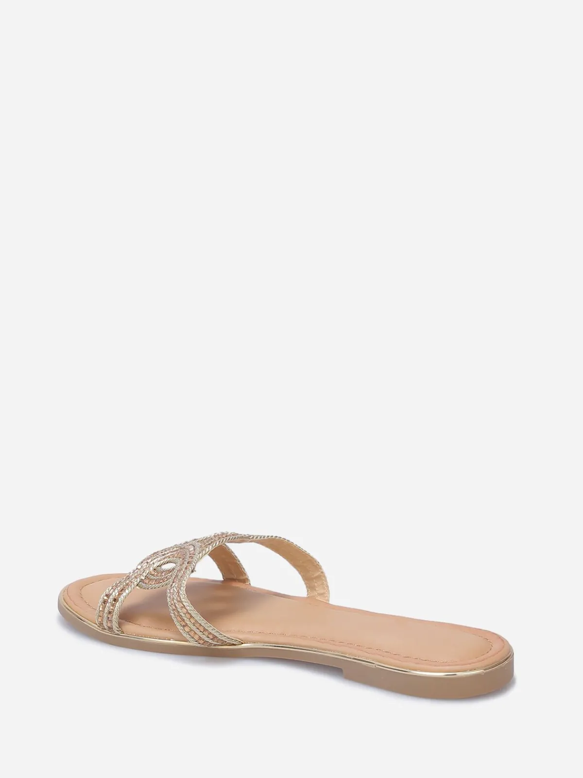 Online La Modeuse Mules avec brides entrecroisées à strass Beige