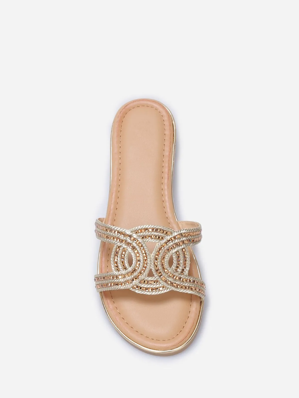 Online La Modeuse Mules avec brides entrecroisées à strass Beige