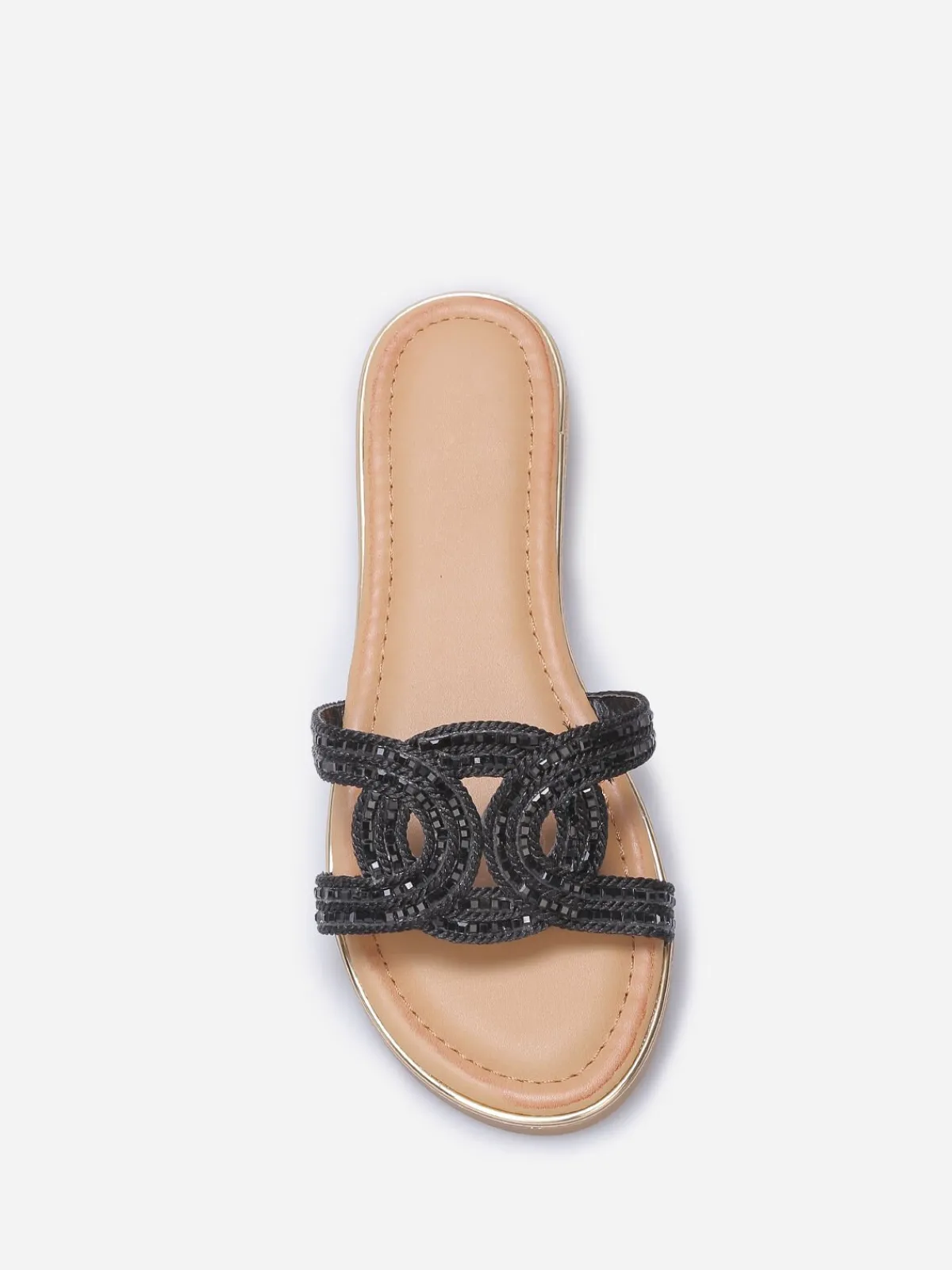 Sale La Modeuse Mules avec brides entrecroisées à strass Noir