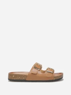 Discount La Modeuse Mules avec deux brides à boucles Camel