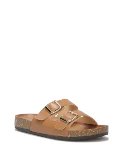 Discount La Modeuse Mules avec deux brides à boucles Camel