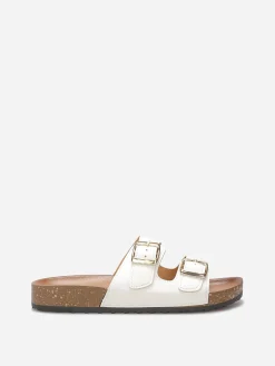 Outlet La Modeuse Mules avec deux brides à boucles Blanc