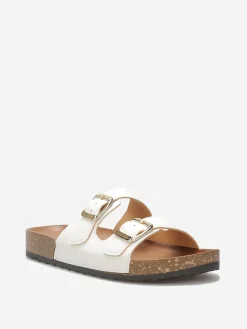 Outlet La Modeuse Mules avec deux brides à boucles Blanc