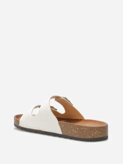 Outlet La Modeuse Mules avec deux brides à boucles Blanc