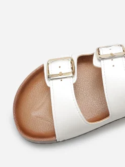Outlet La Modeuse Mules avec deux brides à boucles Blanc