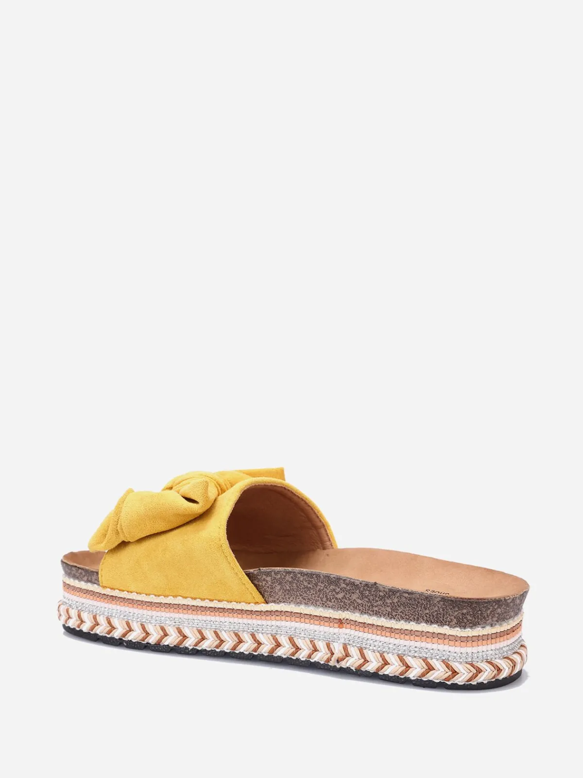 New La Modeuse Mules avec noeud et plateforme motif ethnique Jaune