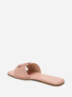 Sale La Modeuse Mules carrées  à boucle métallique Rose