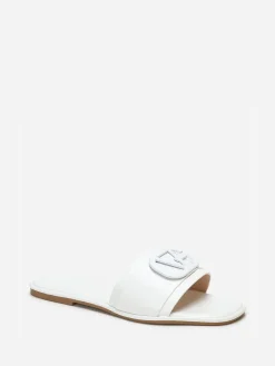 Hot La Modeuse Mules carrées  à boucle métallique Blanc