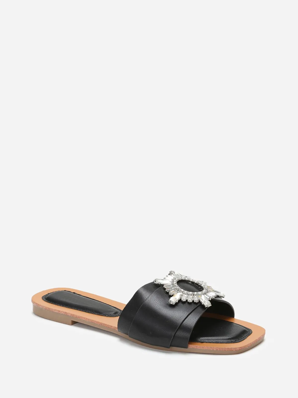 Best La Modeuse Mules carrées à bride avec bijou en strass Noir