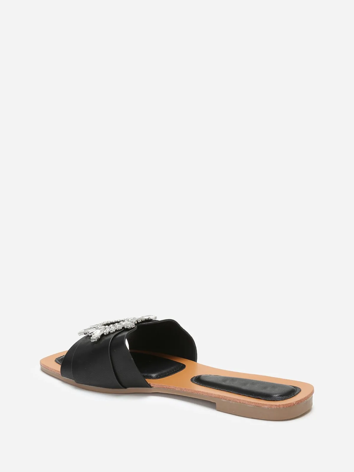 Best La Modeuse Mules carrées à bride avec bijou en strass Noir
