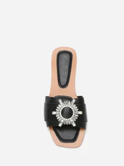 Best La Modeuse Mules carrées à bride avec bijou en strass Noir