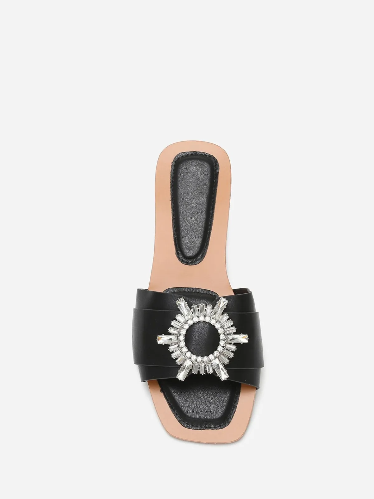 Best La Modeuse Mules carrées à bride avec bijou en strass Noir