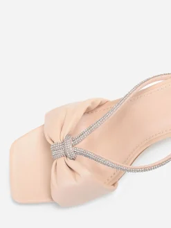 New La Modeuse Mules carrées en simili à strass Beige
