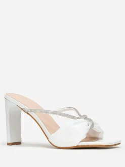 Best La Modeuse Mules carrées en simili à strass Blanc
