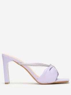 New La Modeuse Mules carrées en simili à strass Violet