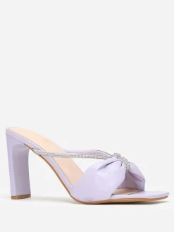 New La Modeuse Mules carrées en simili à strass Violet