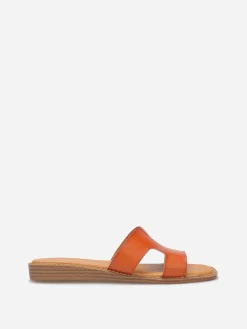 New La Modeuse Mules compensées à bride ajourée Marron