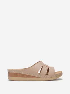 Online La Modeuse Mules compensées à brides croisées Taupe