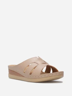 Online La Modeuse Mules compensées à brides croisées Taupe