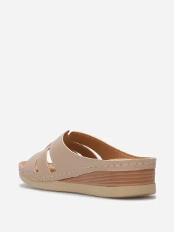 Online La Modeuse Mules compensées à brides croisées Taupe