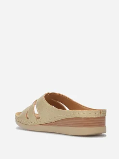 Outlet La Modeuse Mules compensées à brides croisées Doré
