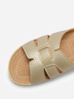 Outlet La Modeuse Mules compensées à brides croisées Doré