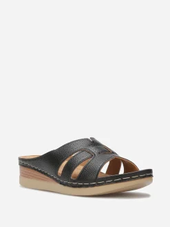 Sale La Modeuse Mules compensées à brides croisées Noir