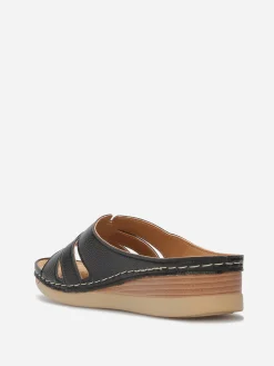 Sale La Modeuse Mules compensées à brides croisées Noir