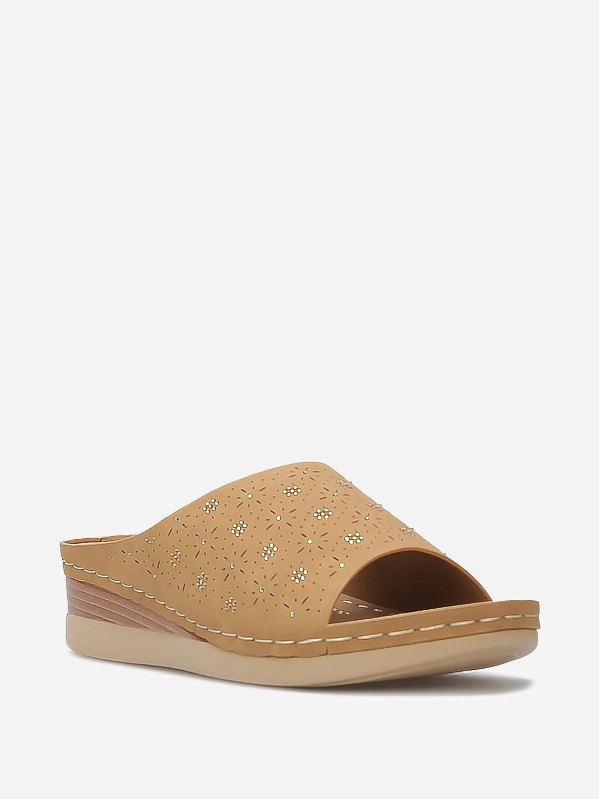 Hot La Modeuse Mules compensées à strass Taupe