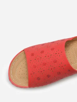 New La Modeuse Mules compensées à strass Rouge