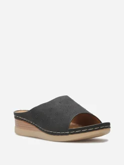New La Modeuse Mules compensées à strass Noir
