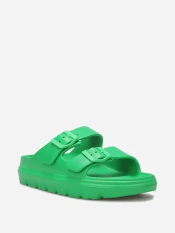 Clearance La Modeuse Mules crantées à double brides Vert